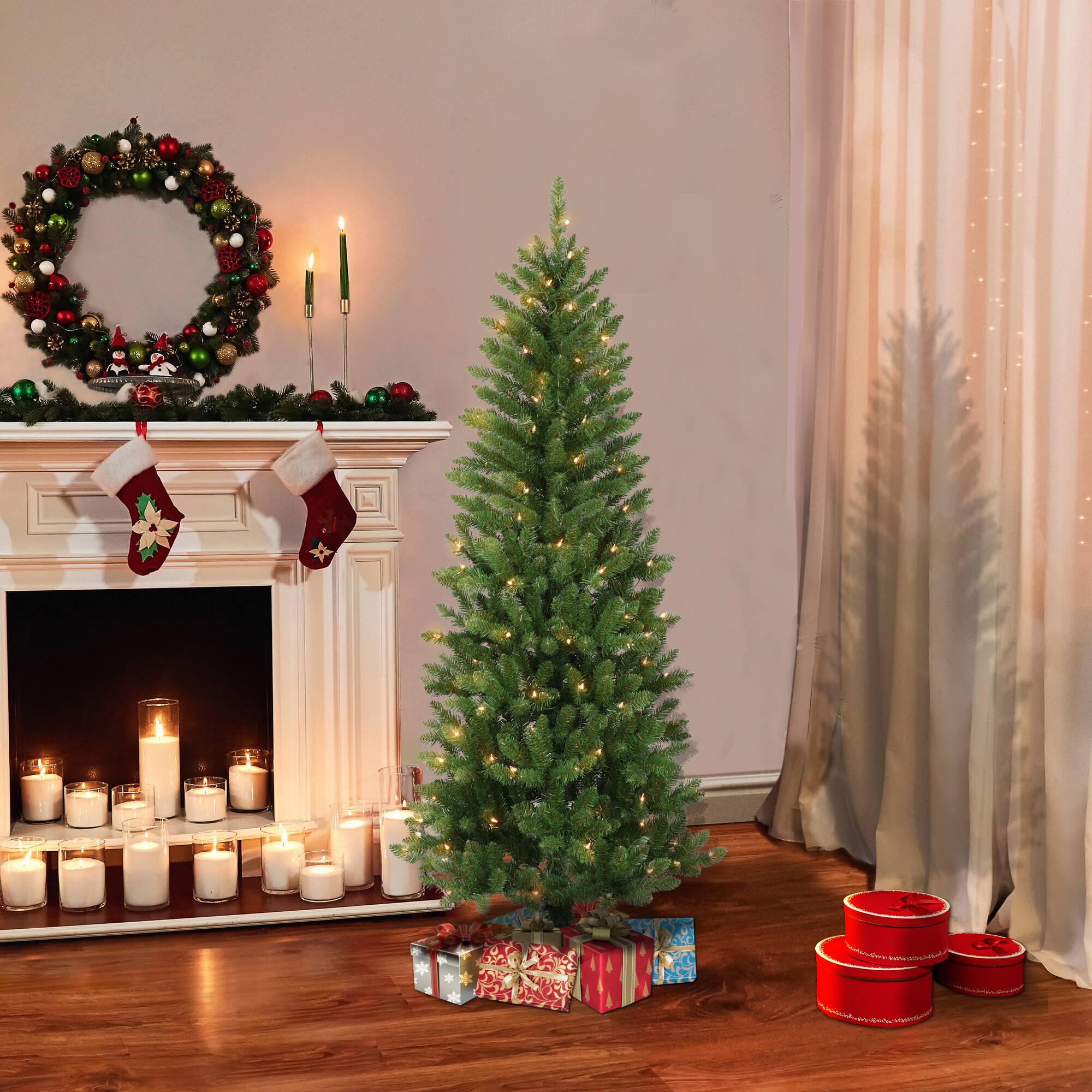 6 Pack: 4ft. Pre-Lit Carson Pine Artificial Christmas Tree, Clear Lights